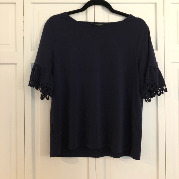 Banana Republic Tops - Banana republic grape crochet sleeve top medium